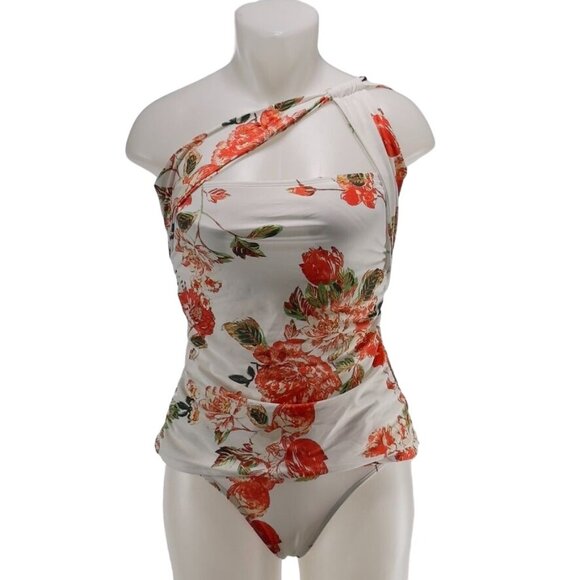 RACHEL ROY Women's 2 Piece Swimsuit Nylon Spandex White Floral Red Size S - Picture 11 of 11